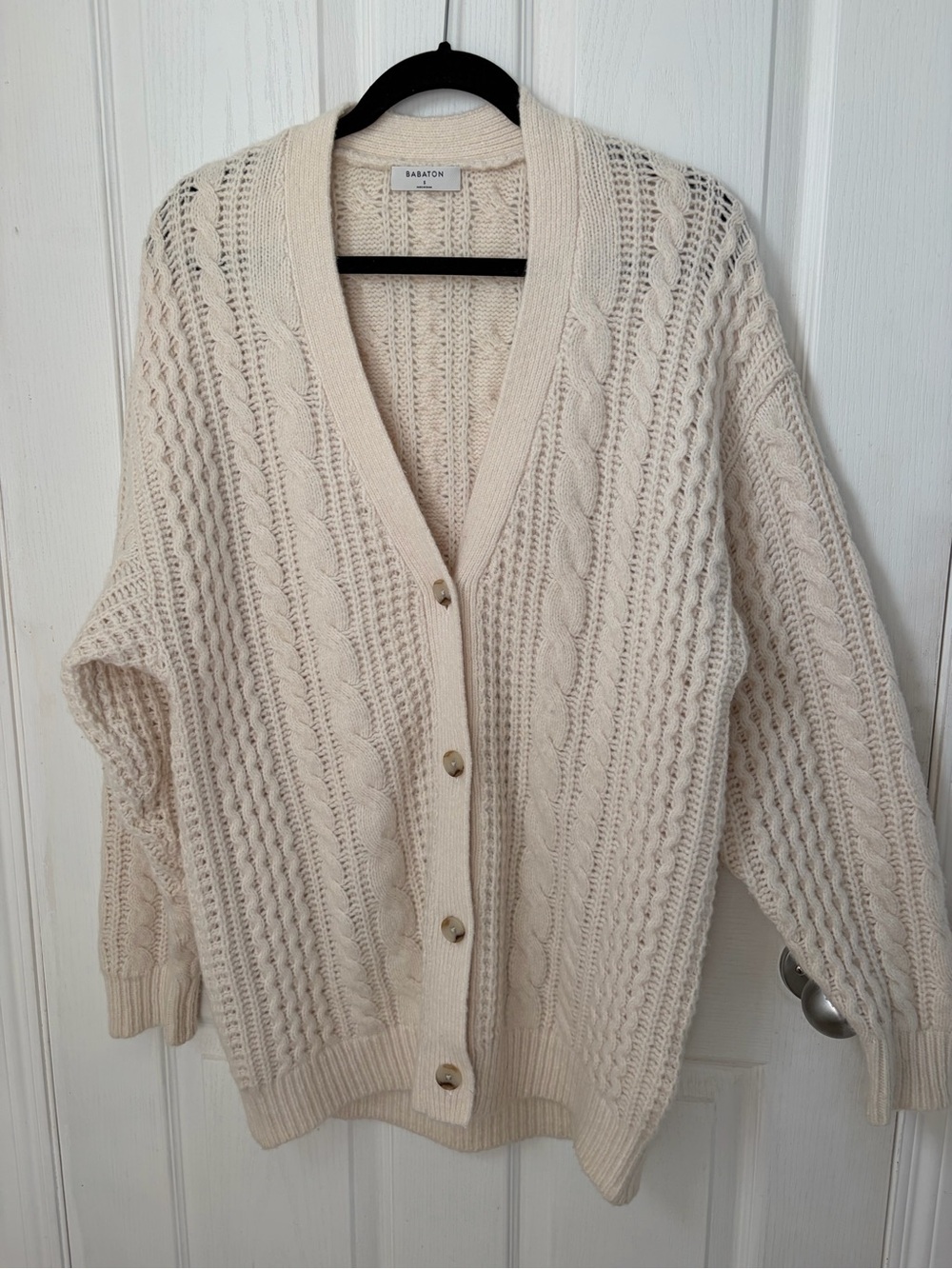 Aritzia Babaton Cheshire Cable Knit Button-Up Cardigan Sweater size S